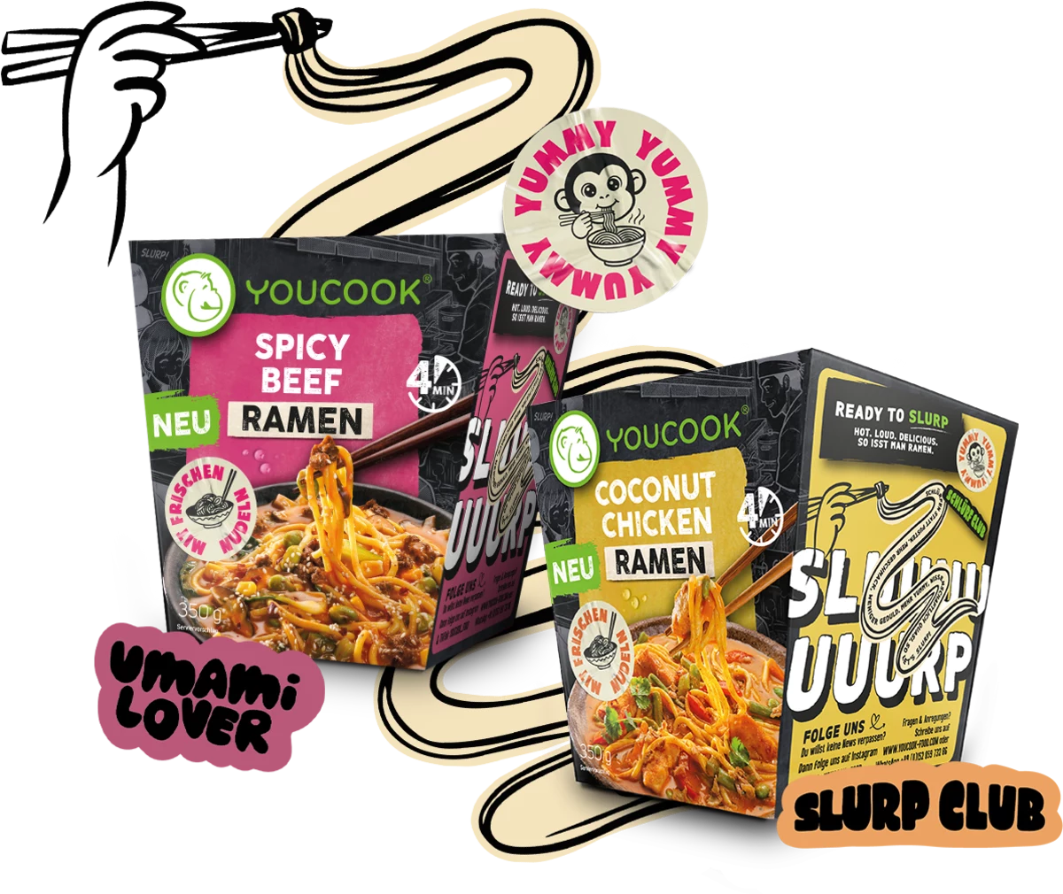 YOUCOOK Spicy Beef Ramen und Coconut Chicken Ramen