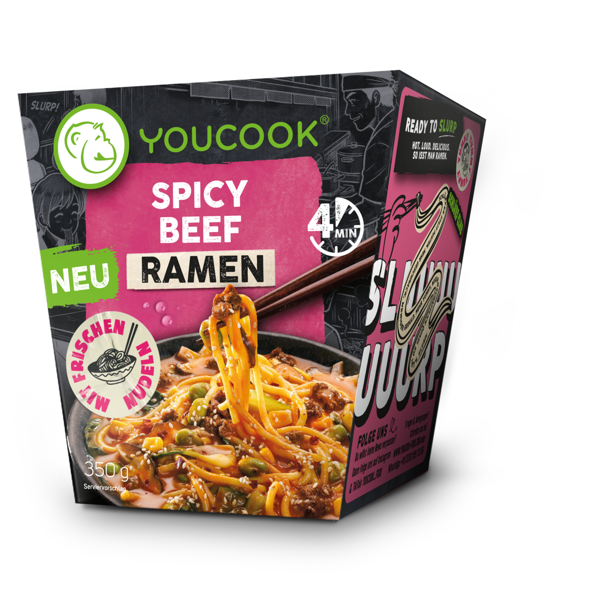 Spicy Beef Ramen Packshot YOUCOOK Spicy Beef Ramen Verpackung
